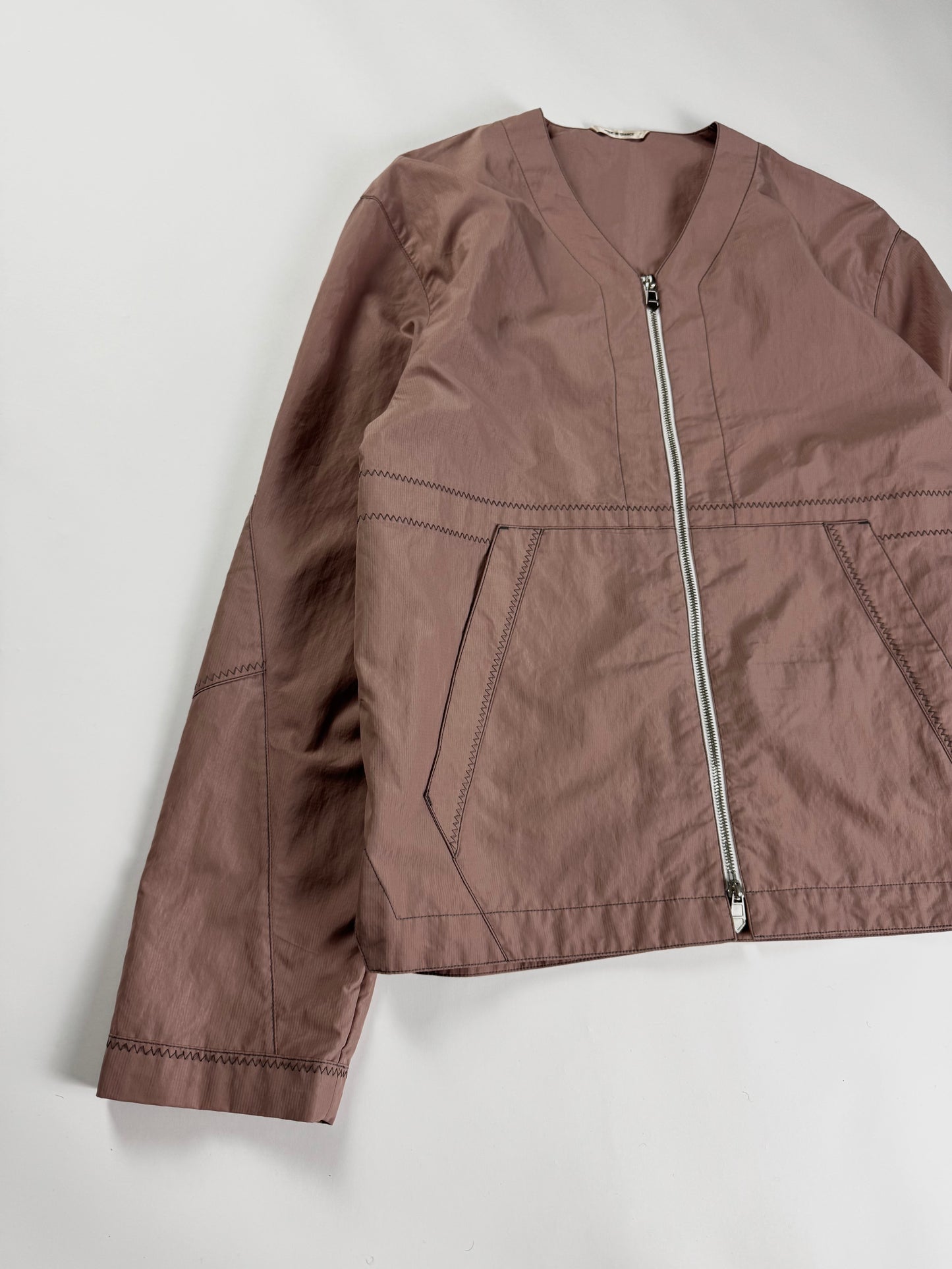 Hermès Sample Pink Lightweight V Neck Blouson Exposed Stitching SS 2022 - M