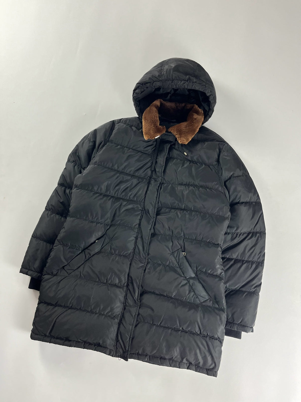 Prada Converted Hooded Fur Collar Long Puffer Jacket FW 1998 - L