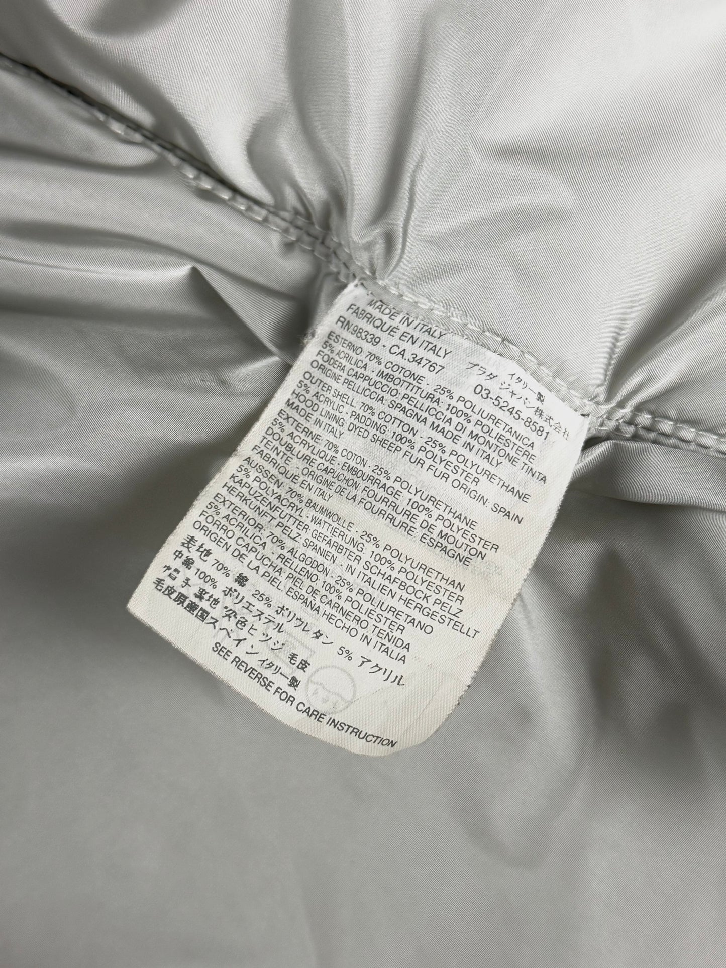 Prada Bright Silver Thermal Shearling Lining Astronaute Parka Jacket 2000s - M