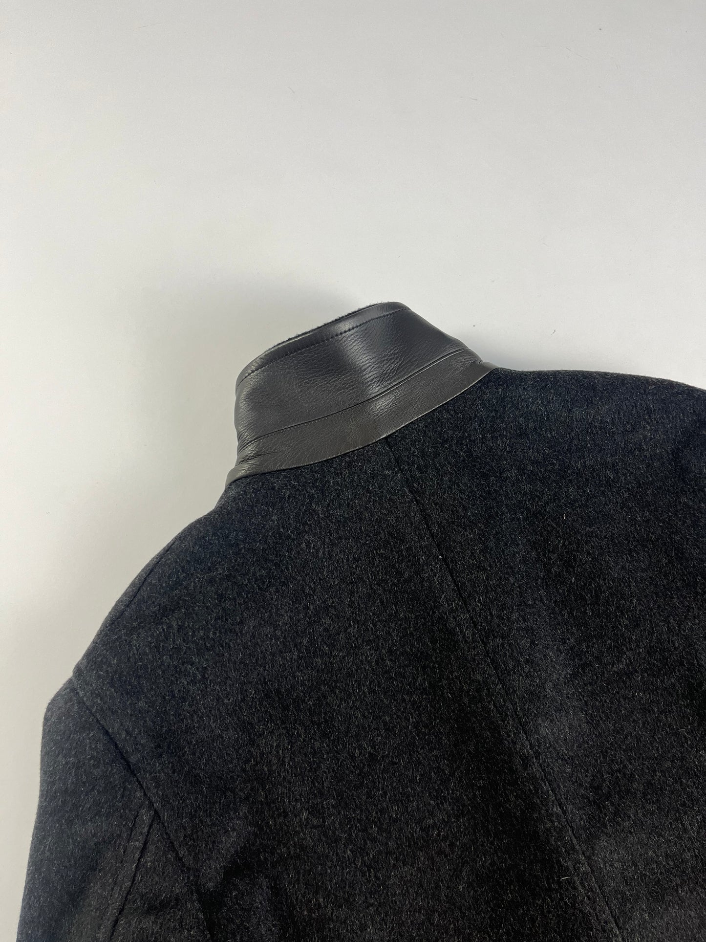 Prada Wool Minimalist Back Neck Leather Detail Blazer FW 1999 - M