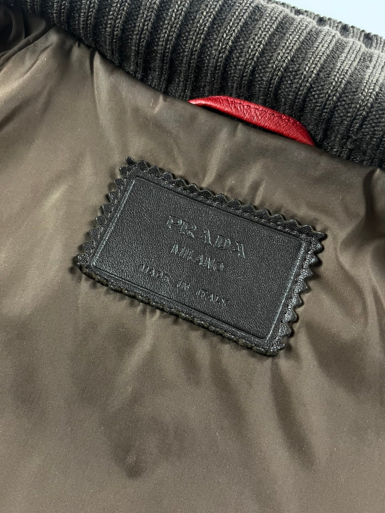 Prada Premium Red Leather Bomber Jacket FW 2000 - M