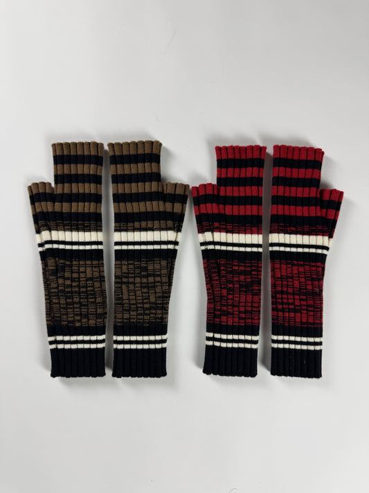 Dior Homme Sample Premium Virgin Wool Red & Brown Hand Warmer Glove Set 2020s - OS