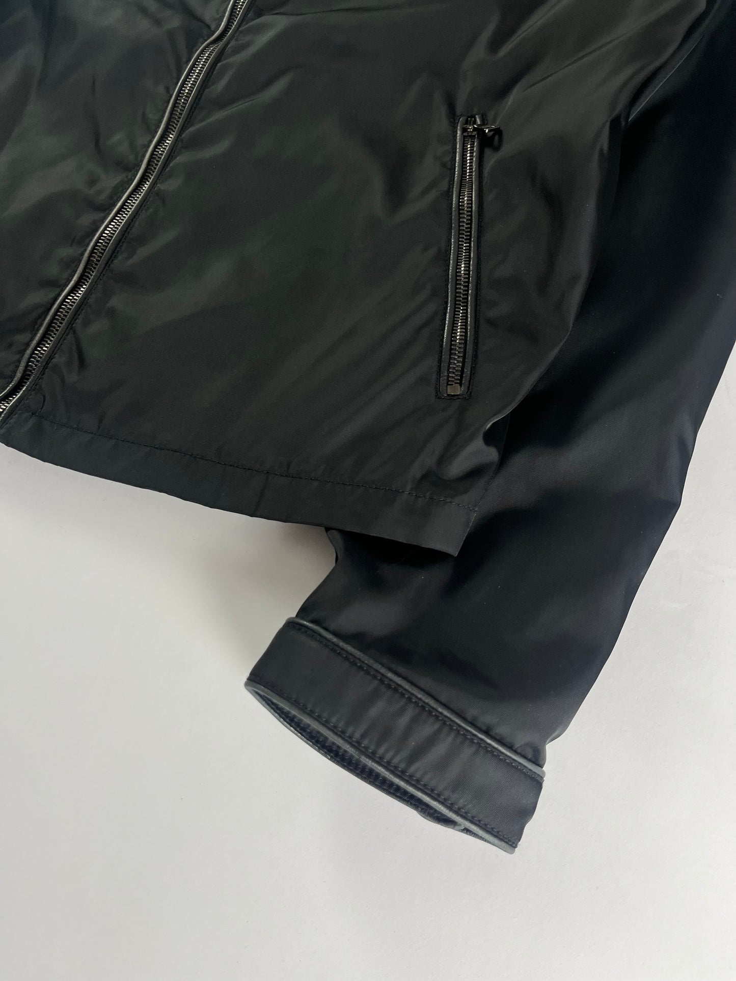 Prada Leather Trim Nylon Zipped Moto Jacket SS 2009 - L