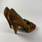 Miu Miu Floral Brown Suede Heels 1990s - 40 IT/41 EU