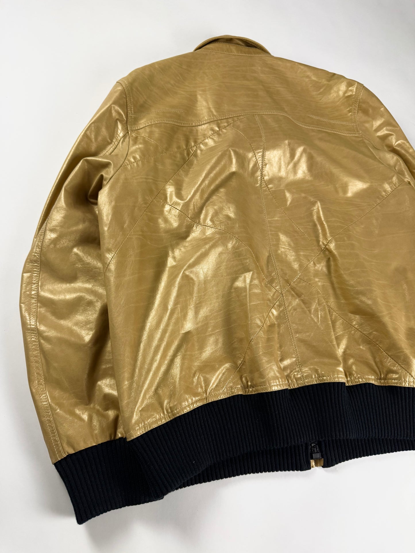 Dior Homme Kris Van Assche Fragmented Bright Yellow Leather Bomber Jacket SS 2009 - L