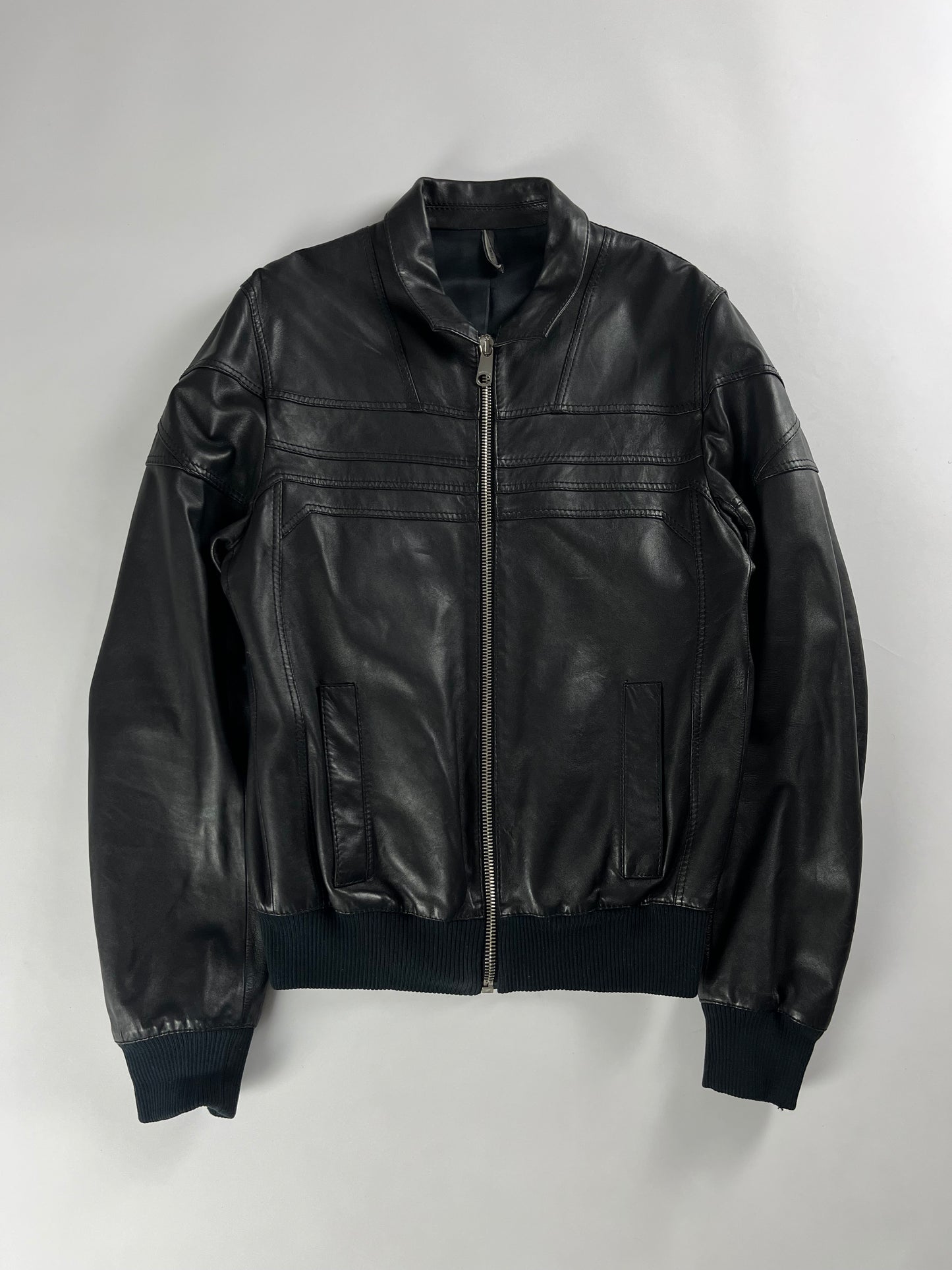 Dior Homme Black Leather Bomber Jacket SS 2008 - M