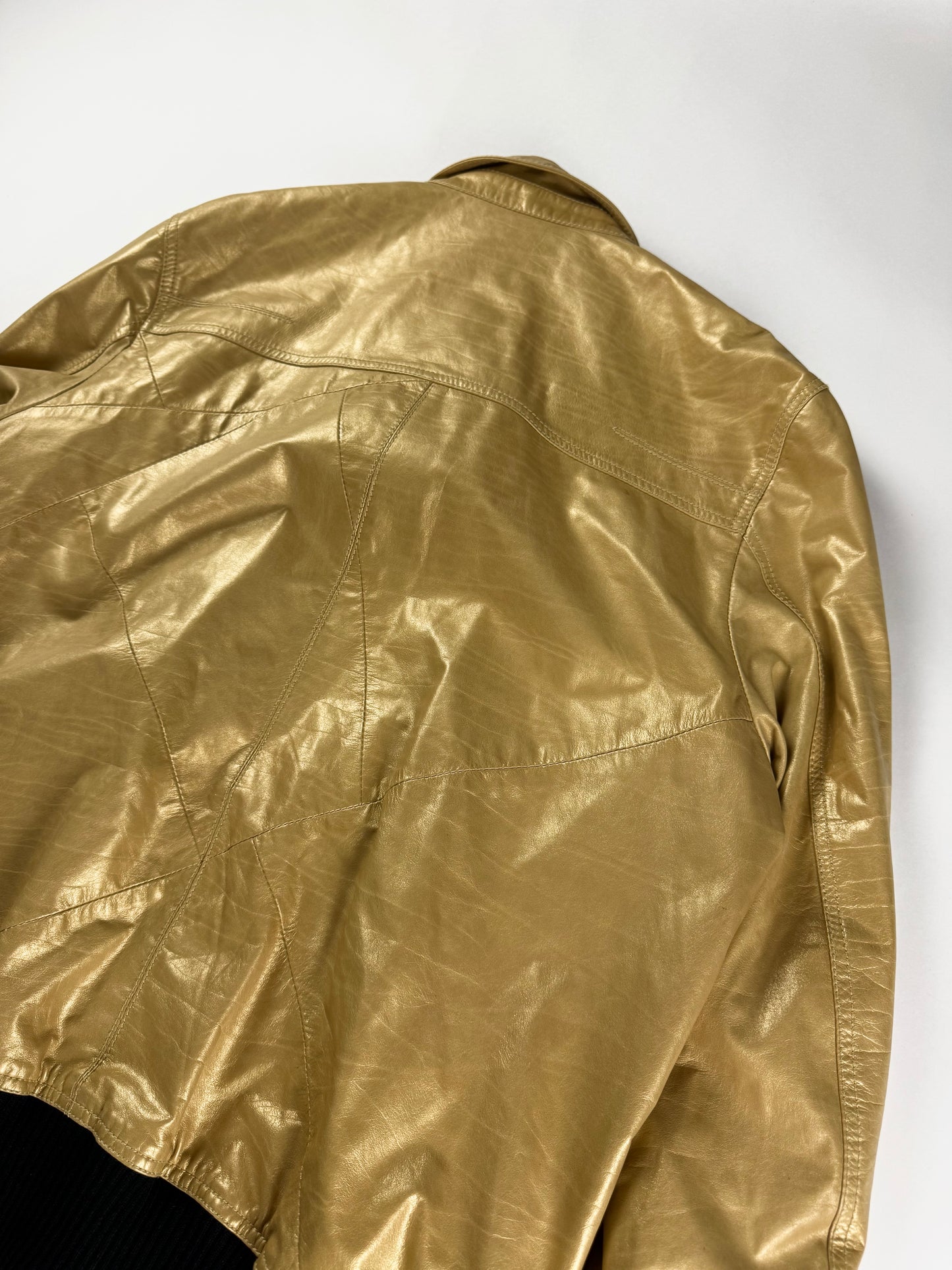 Dior Homme Kris Van Assche Fragmented Bright Yellow Leather Bomber Jacket SS 2009 - L