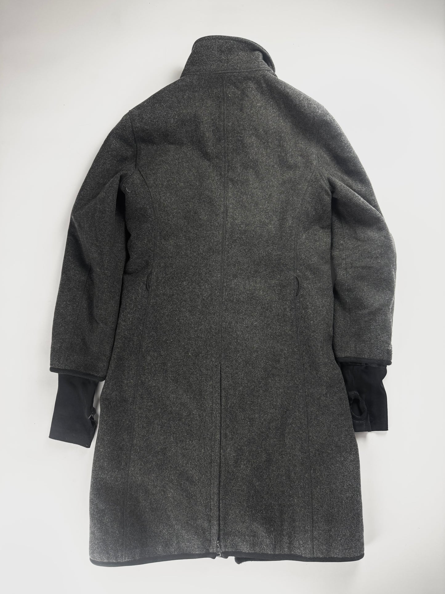 Prada Linea Rossa Funnel Collar Wool Cuffed Long Coat SS 2000 -  S