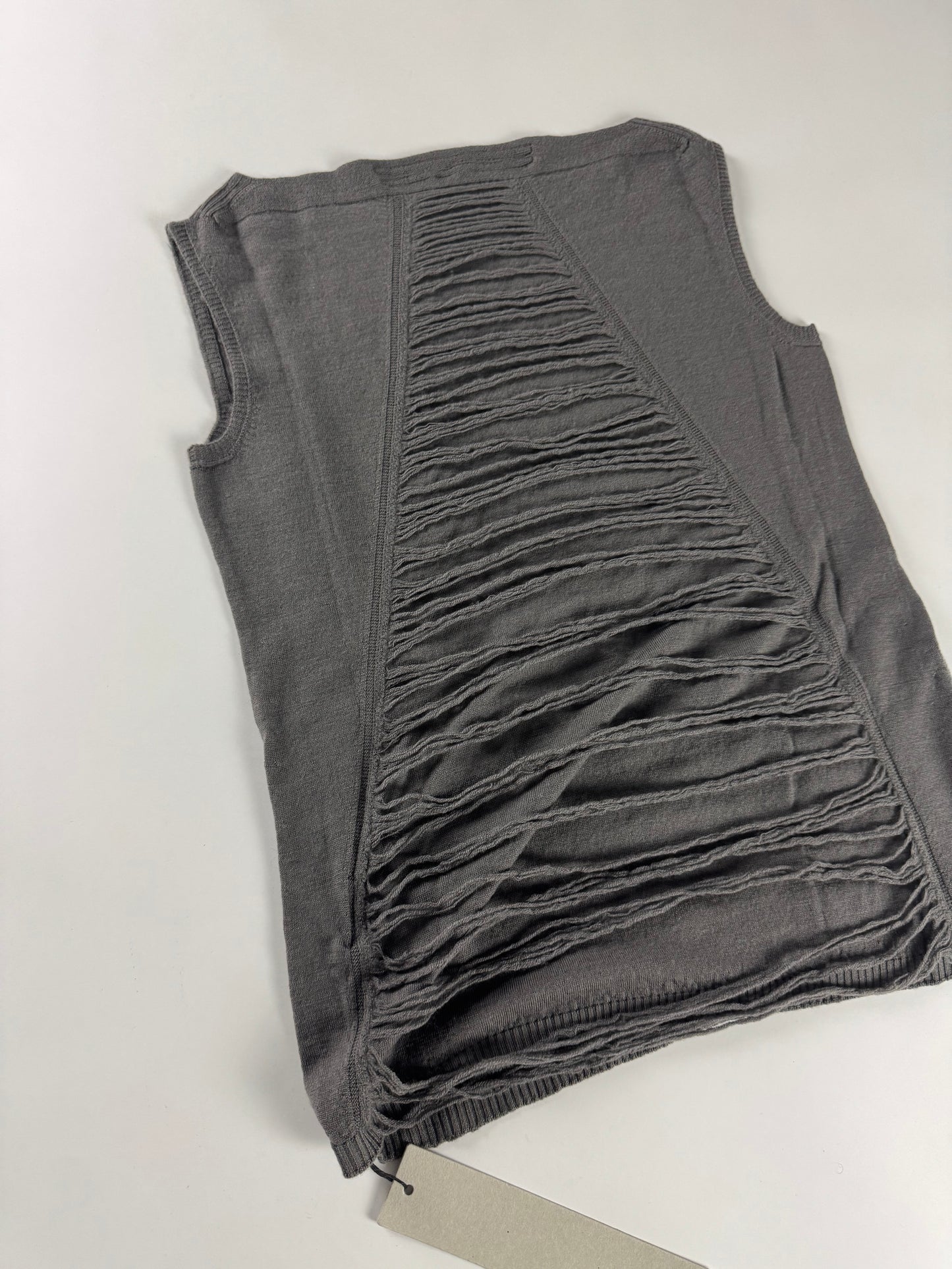 Rick Owens Dust Grey Short Fringes Vest Top 2000s - S
