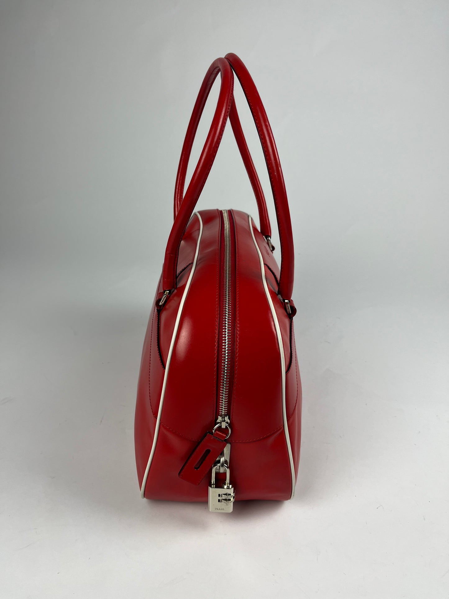 Prada Red Leather Bowling Bag SS 2000 - OS