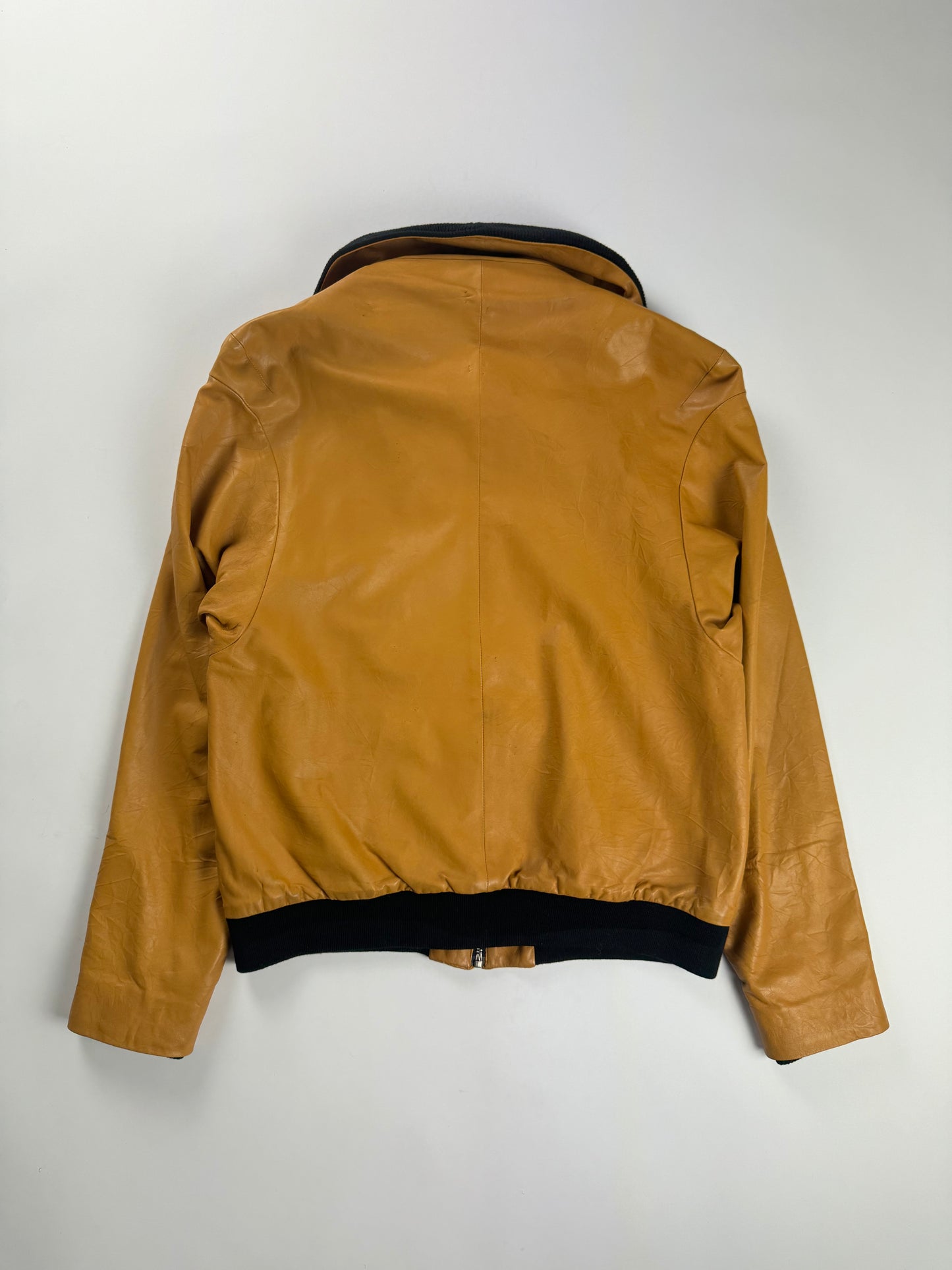 Maison Martin Margiela Unfinished Sample Removable Scarf Leather Jacket 2010s - S