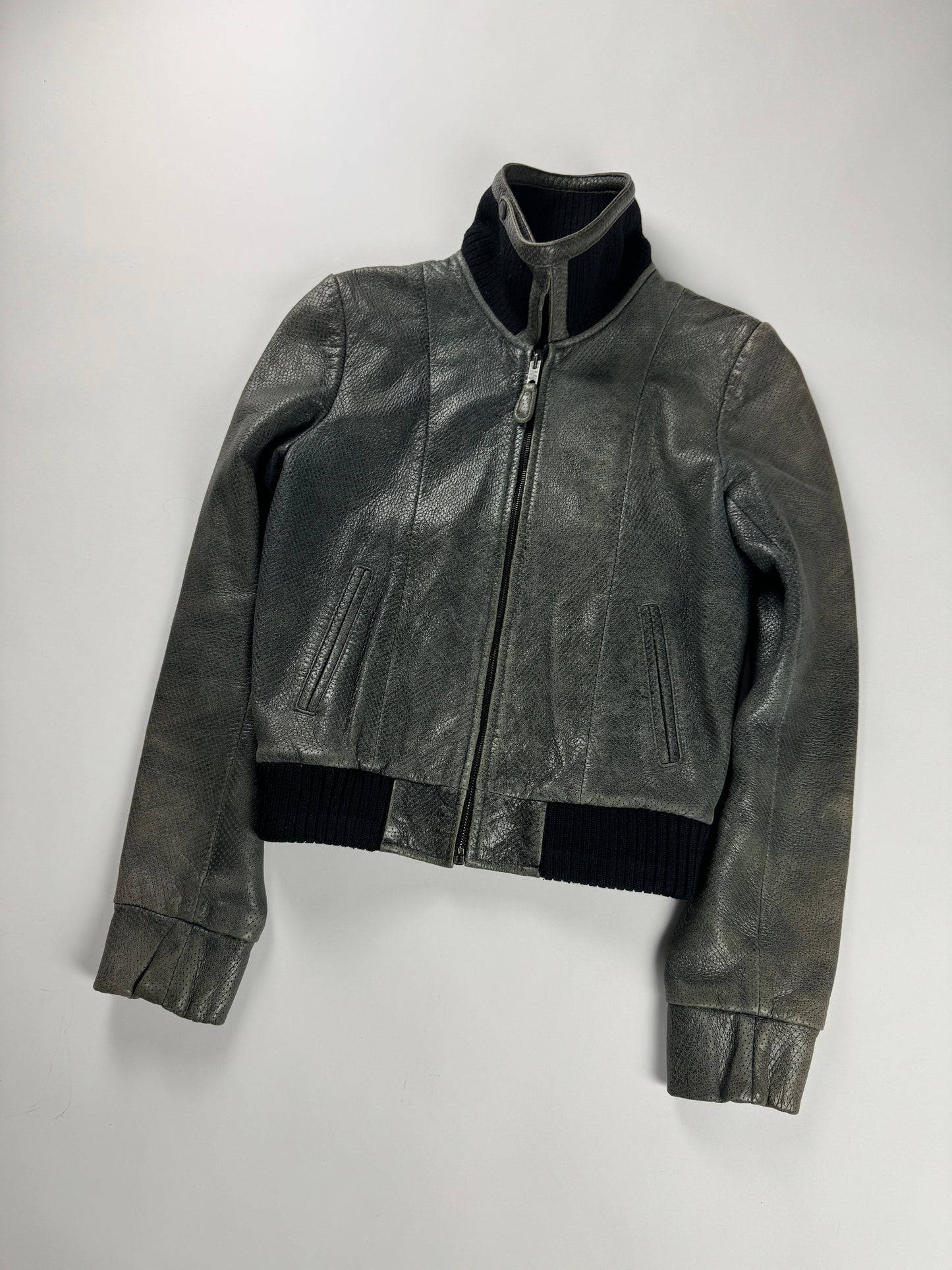 Balenciaga Nicolas Ghesquière Perforated Leather Bomber Jacket Pre Fall 2010 - XS
