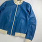 Prada Electric Blue Leather Varsity Bomber Jacket Challenge 2003 - M
