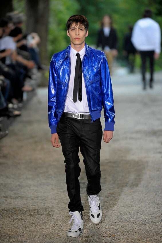 Dior Homme Kris Van Assche Fragmented Bright Yellow Leather Bomber Jacket SS 2009 - L