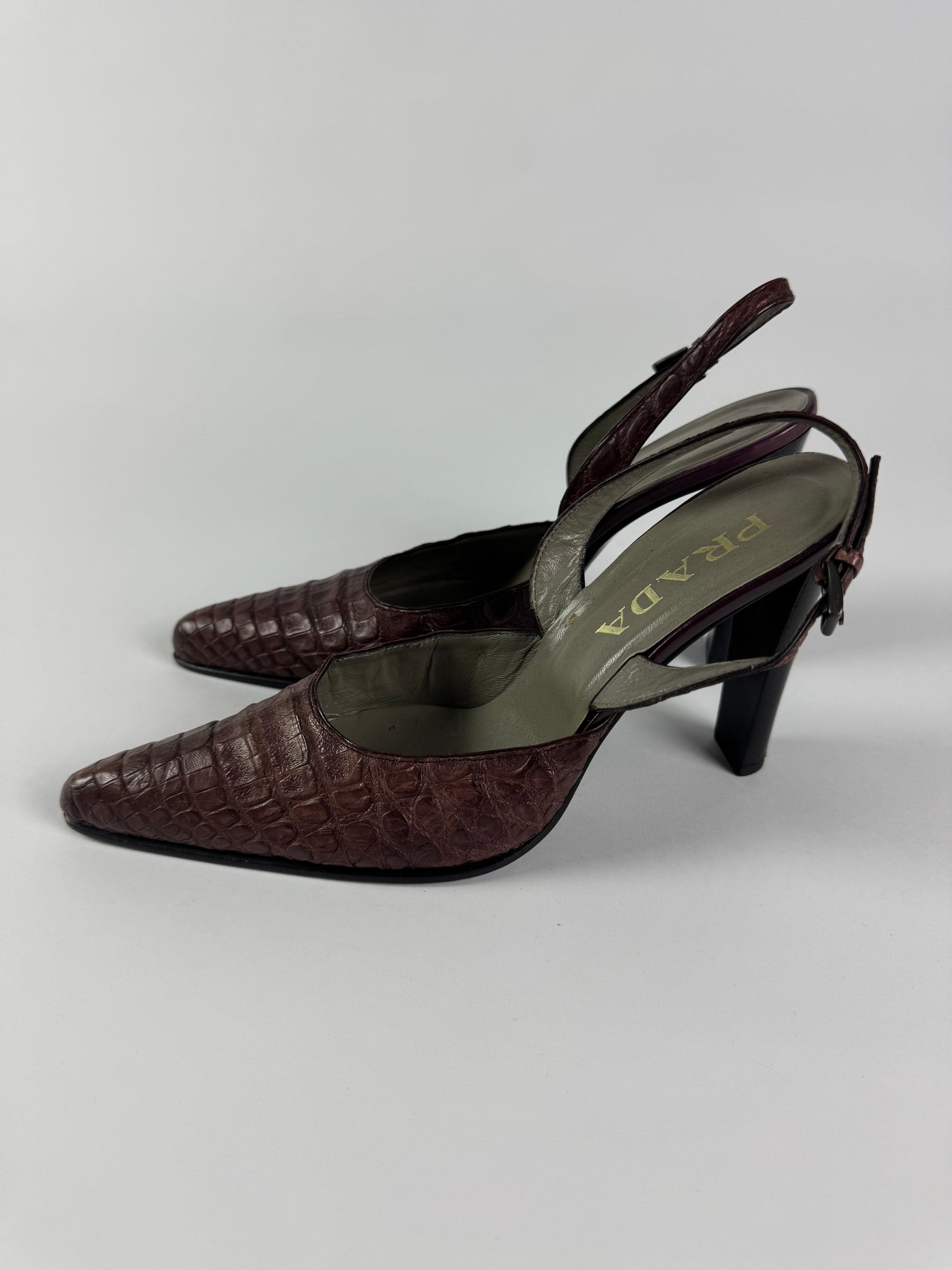 Prada Crocodile Leather Effect Pumps Heels 2000s - 38 IT/39 EU