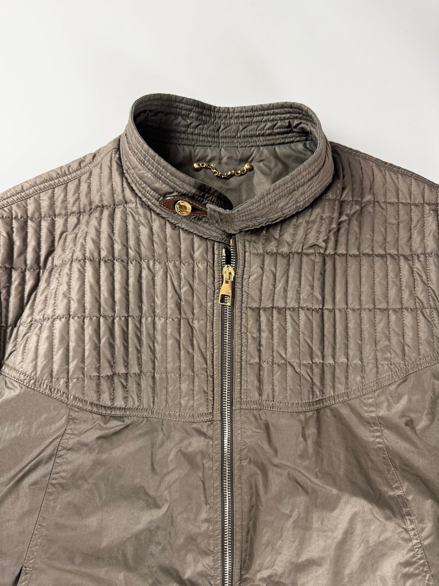 Louis Vuitton Brown Damier Quilted Gold Detail Racer Jacket FW 2007 - L