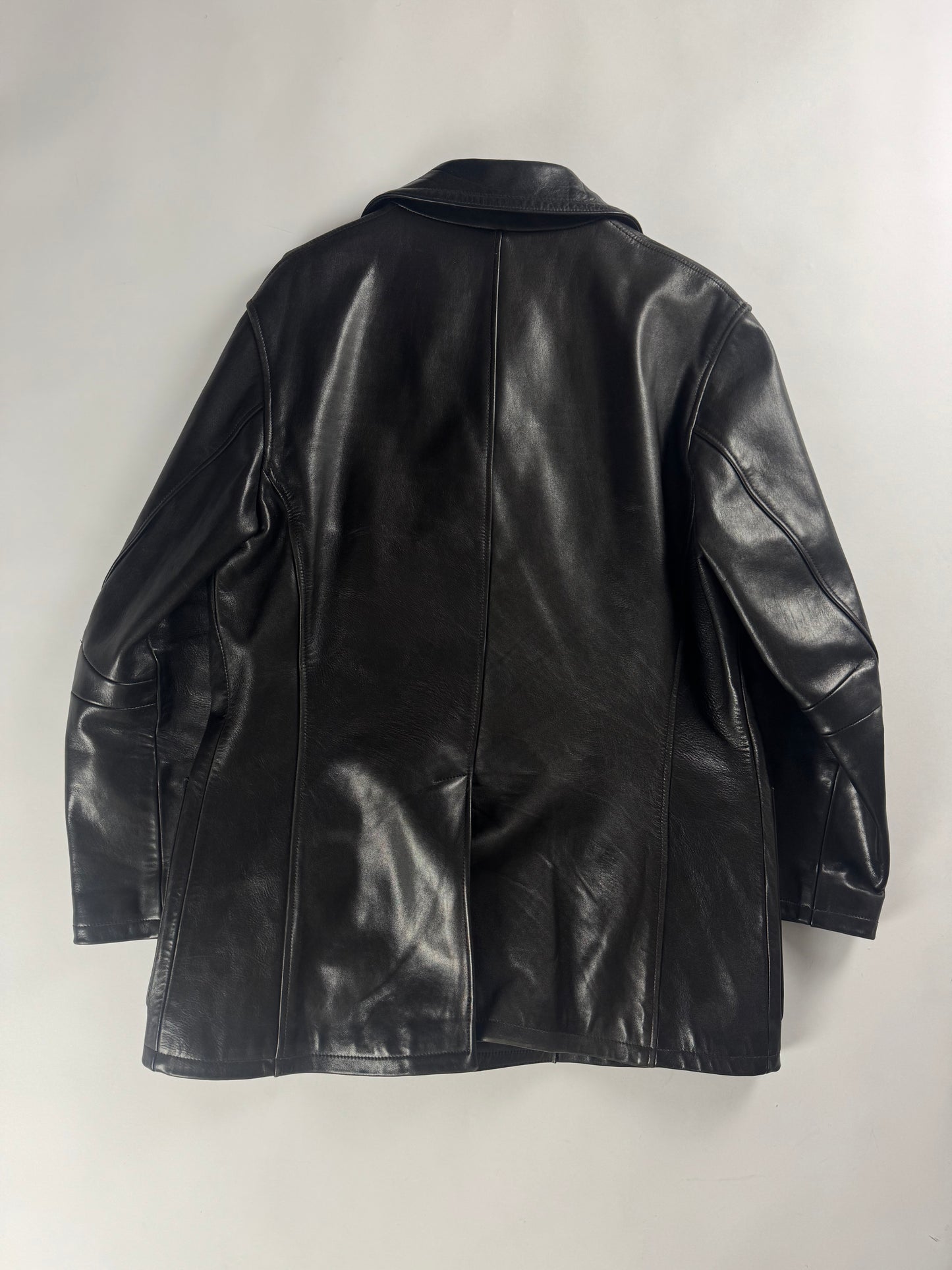 Prada Double Breasted Dark Brown Leather Coat FW 1996 - L