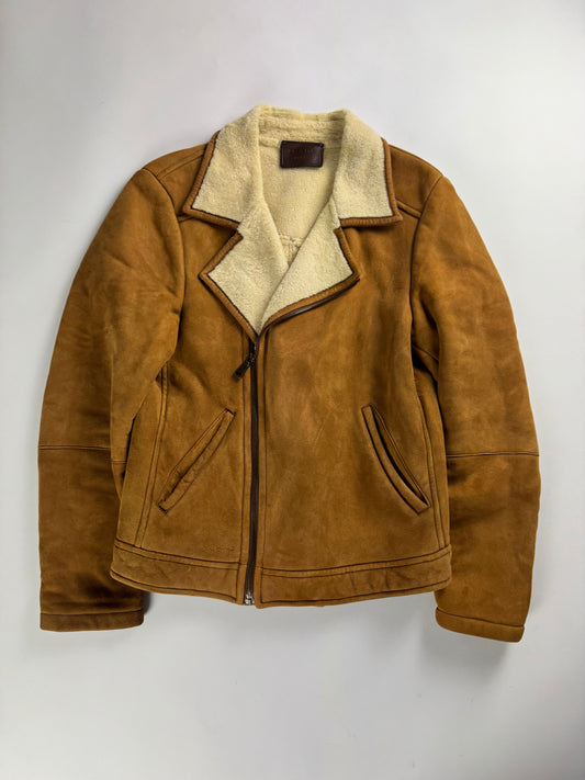 Prada Malboro Brown Shearling Perfecto Jacket FW 2011 - M