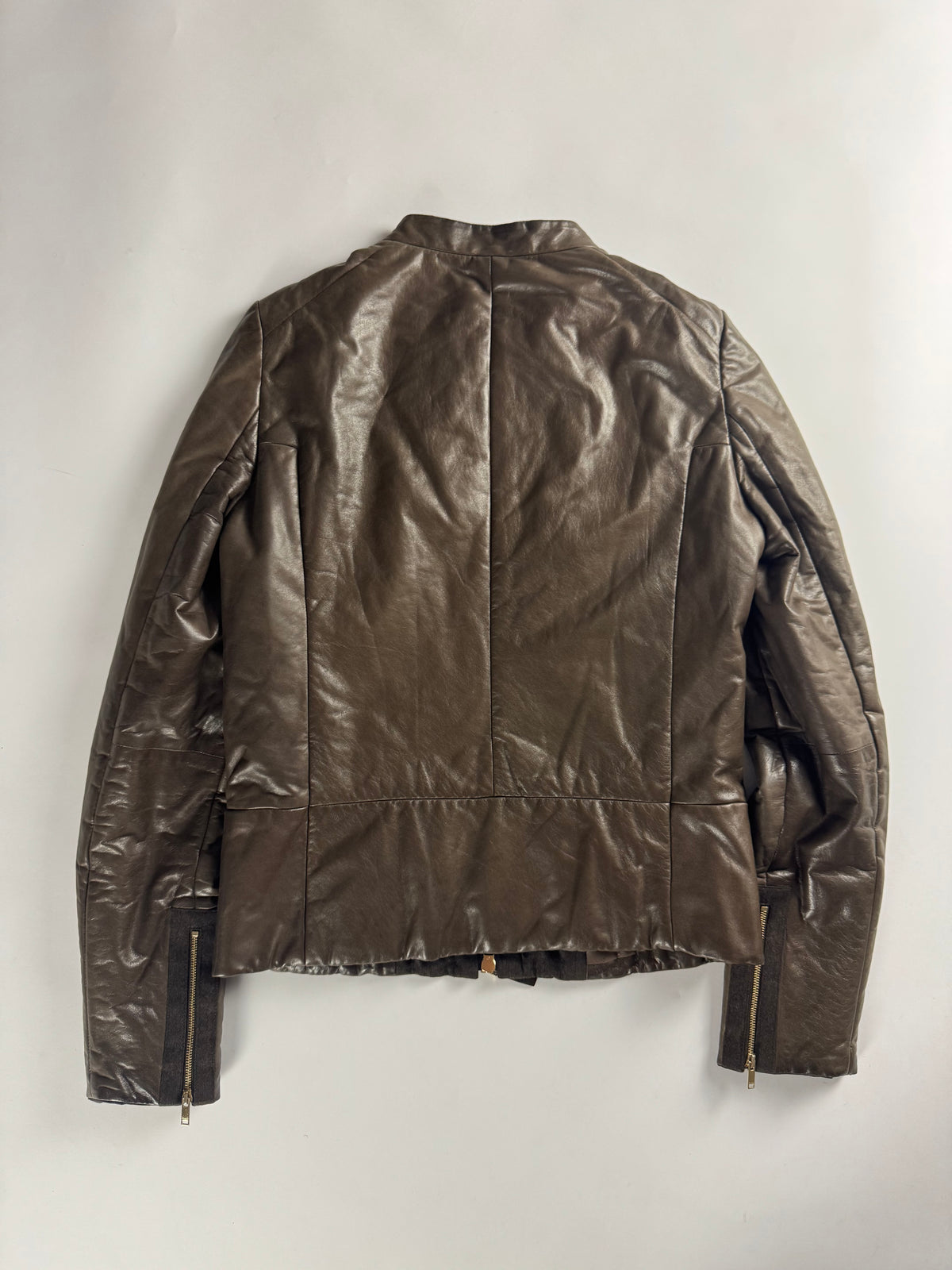 Gucci Bronze Brown Leather Zip Up Jacket 2000s - S