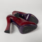 Prada Dipped Red Burgundy High Platform Mary Jane Round Toe Heels FW 2012 - 38 IT/38,5 EU