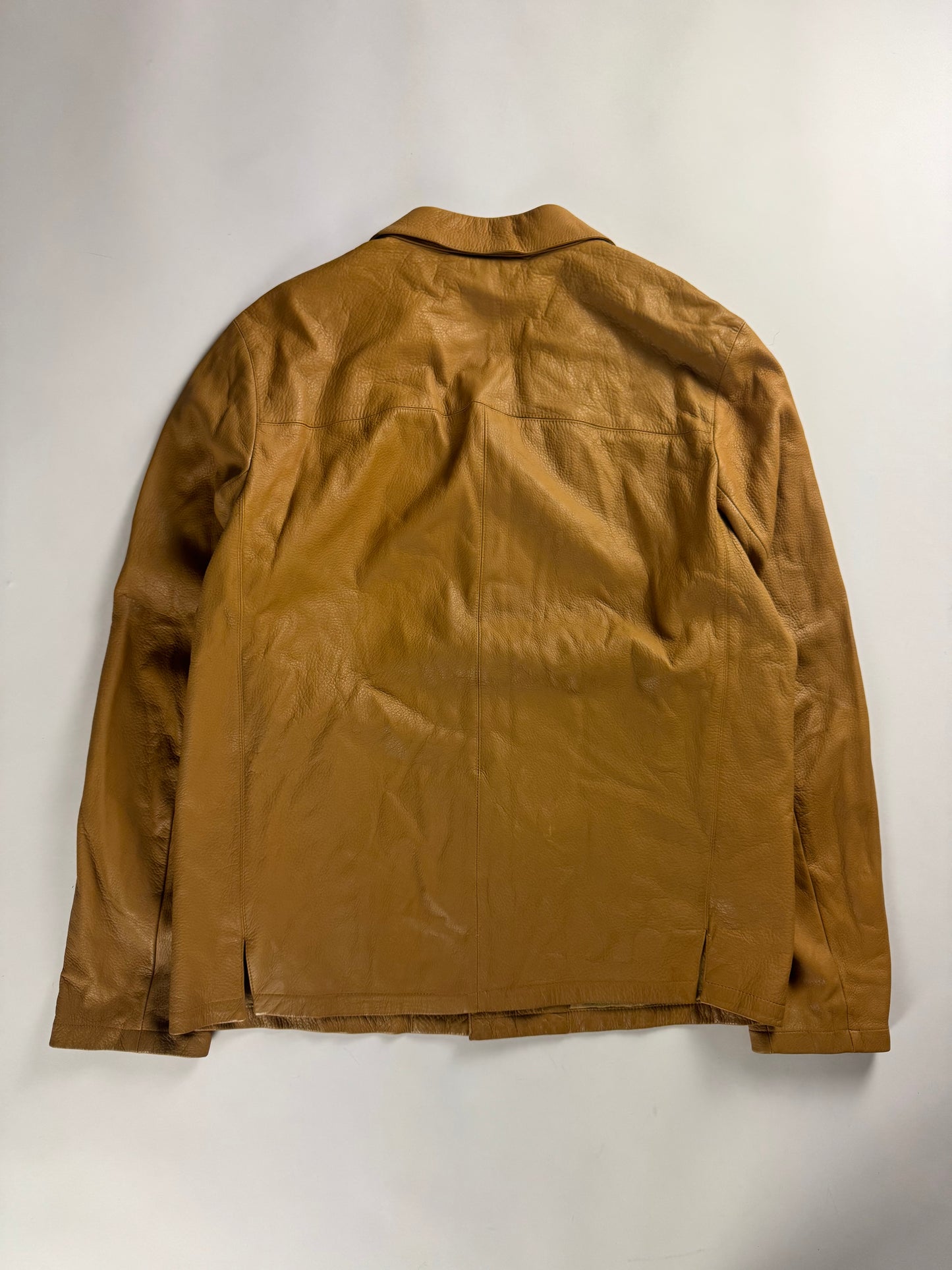 Prada Minimalist Camel Leather Buttoned Jacket SS 2001 - L