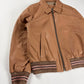 Prada Milano Soft Leather Pink Stripped Knit Rib Bomber Jacket 2010s - XS