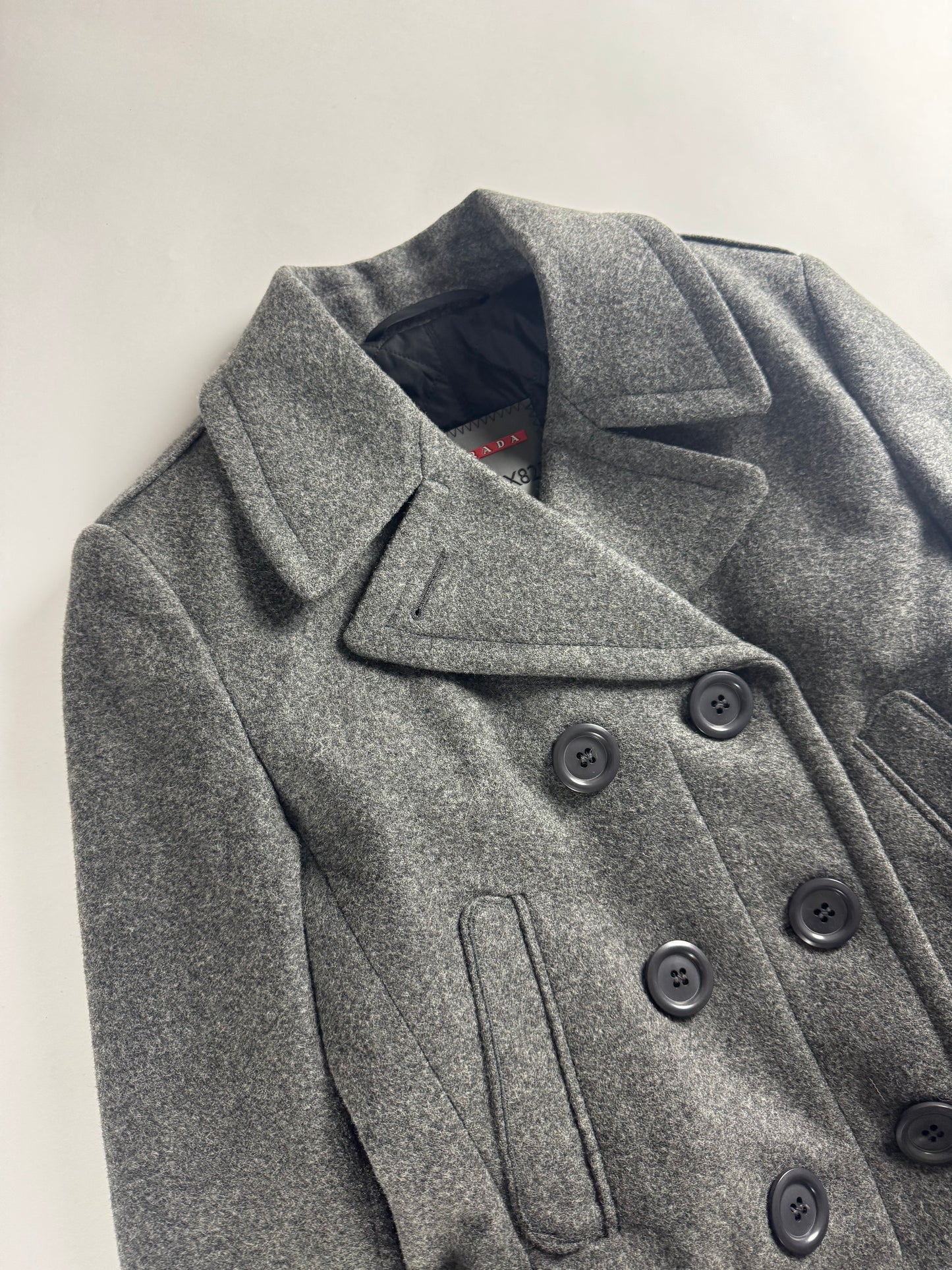 Prada Grey Wool Double Breasted Peacoat FW 2006 - S