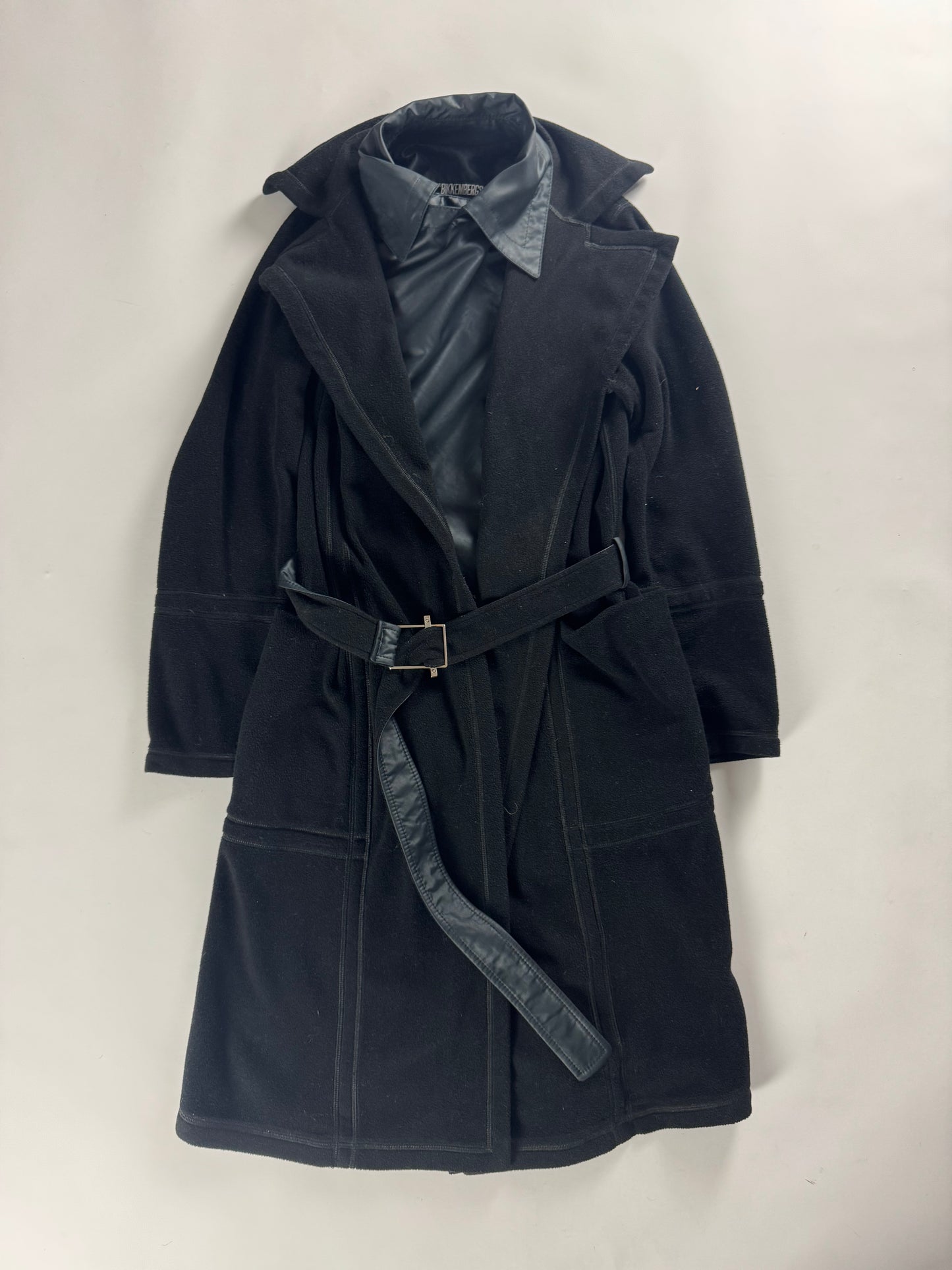 Dirk Bikkembergs Fleece Nylon Belted Coat 2000s - S