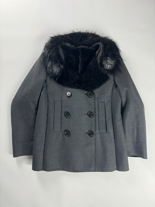 Prada Wool Inside Sheep Fur Elegant Collar FW 2010 - XS
