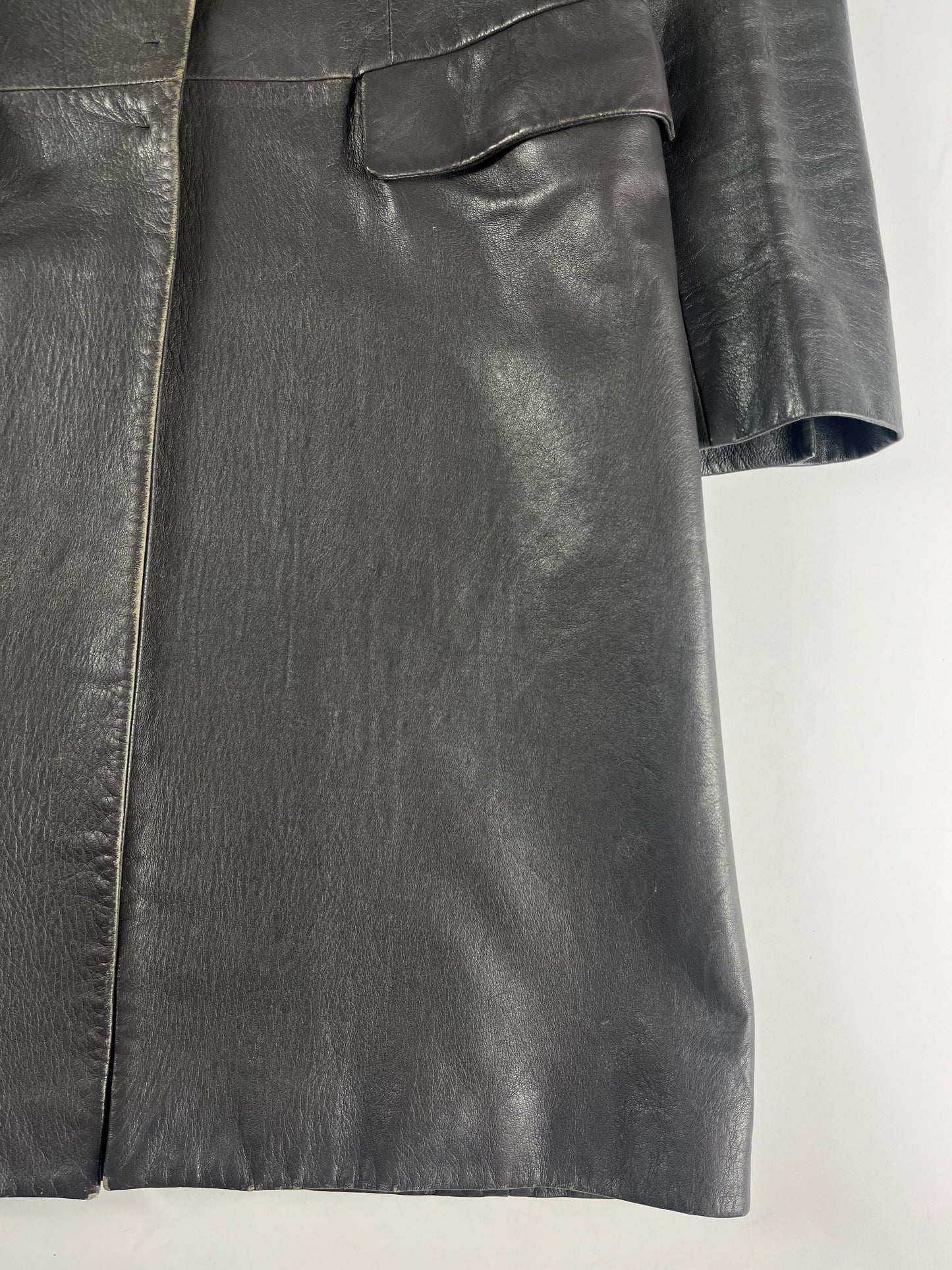 Prada Long Leather Strapped Overcoat FW 1998 - M