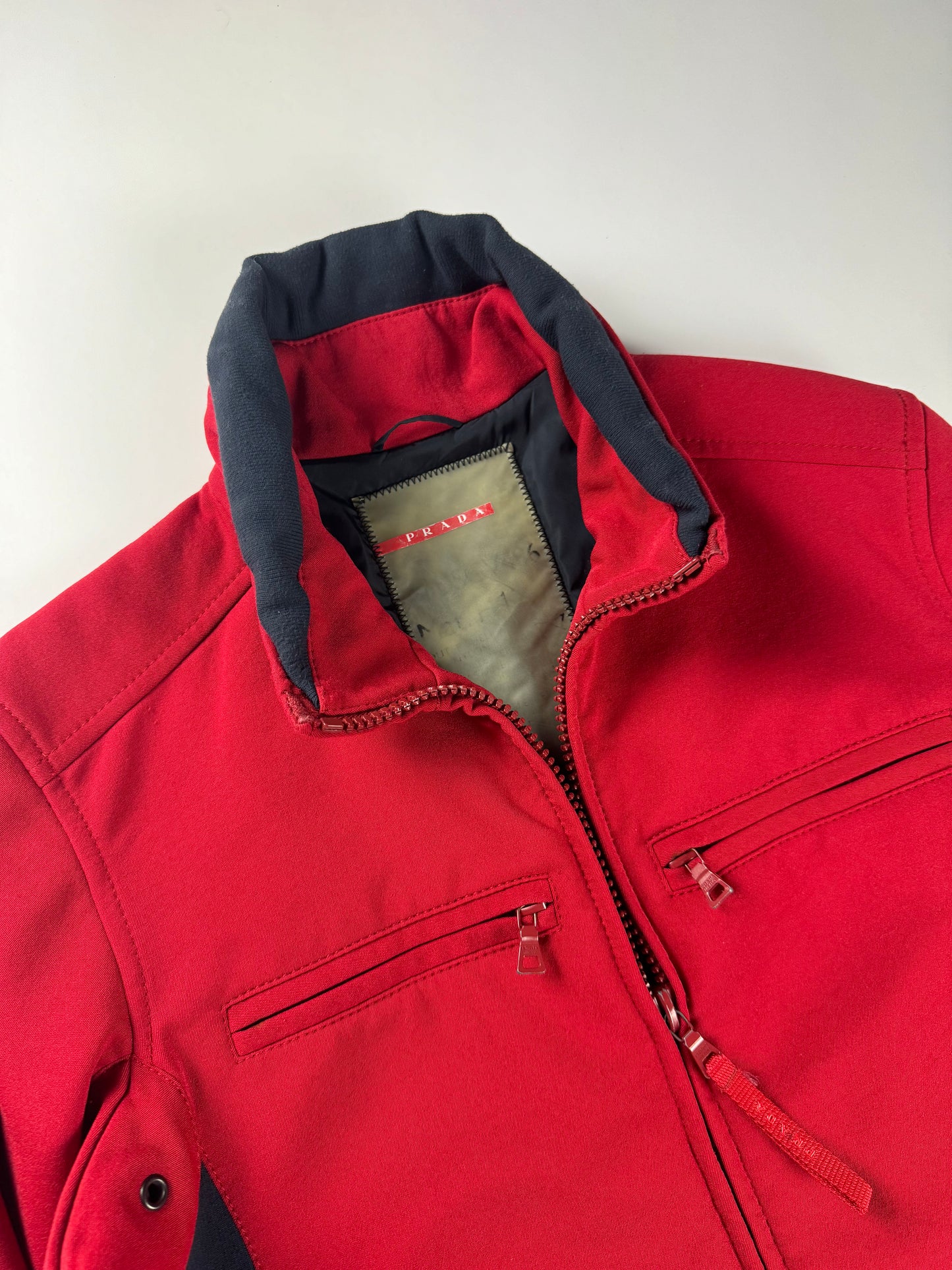 Prada Sample Red Fireflash Cuff Motor Jacket SS 2011 - M