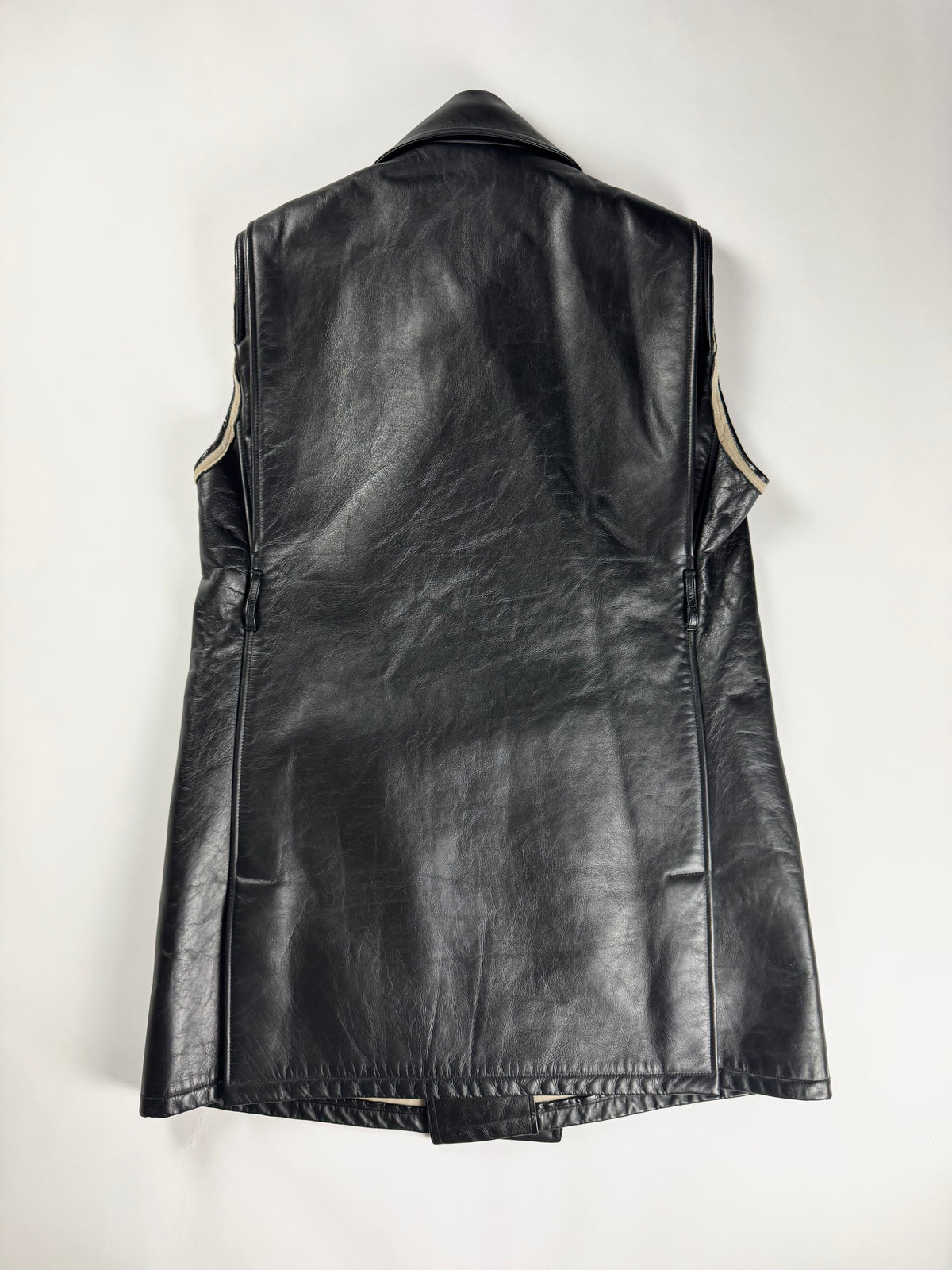 Balenciaga Sample Long Leather Sleeveless Double Breasted Coat FW 2020 - M