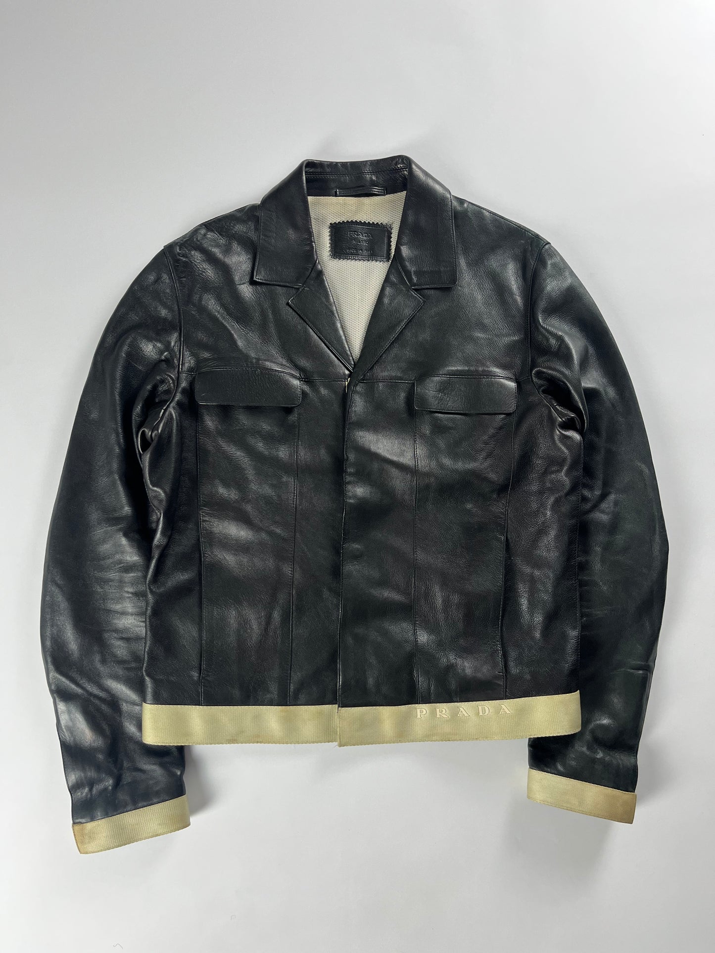 Prada Black Artisanal Leather Premium Jacket SS 1999 - M