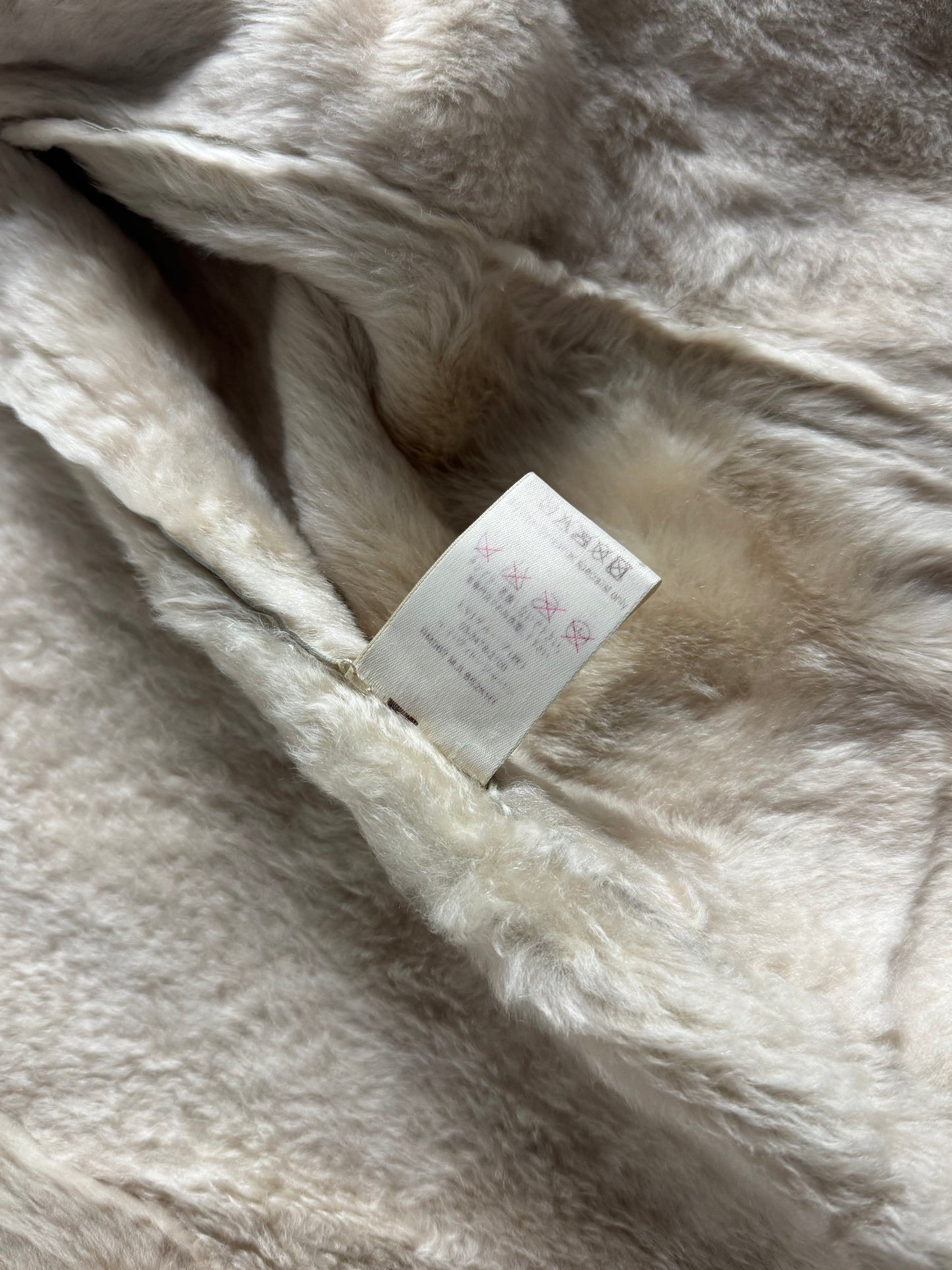 Louis Vuitton Cream Shearling Leather Full Zip Hooded Jacket FW 2006 - M