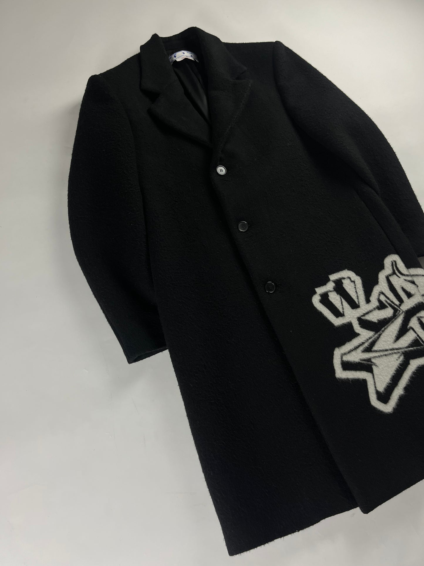 Off-White Intarsia Graffiti Logo Wool Coat SS 2023 - M