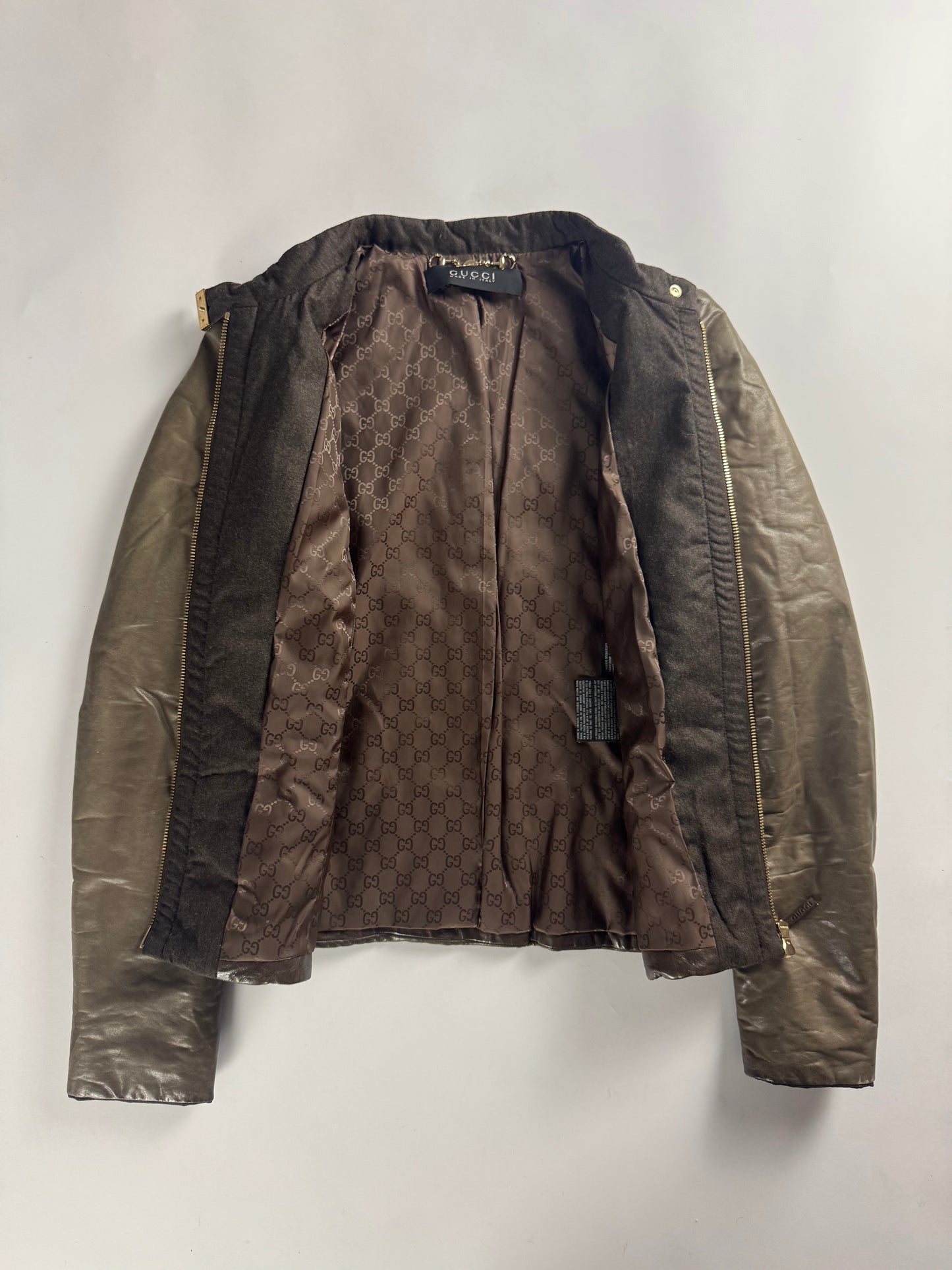 Gucci Bronze Brown Leather Zip Up Jacket 2000s - S