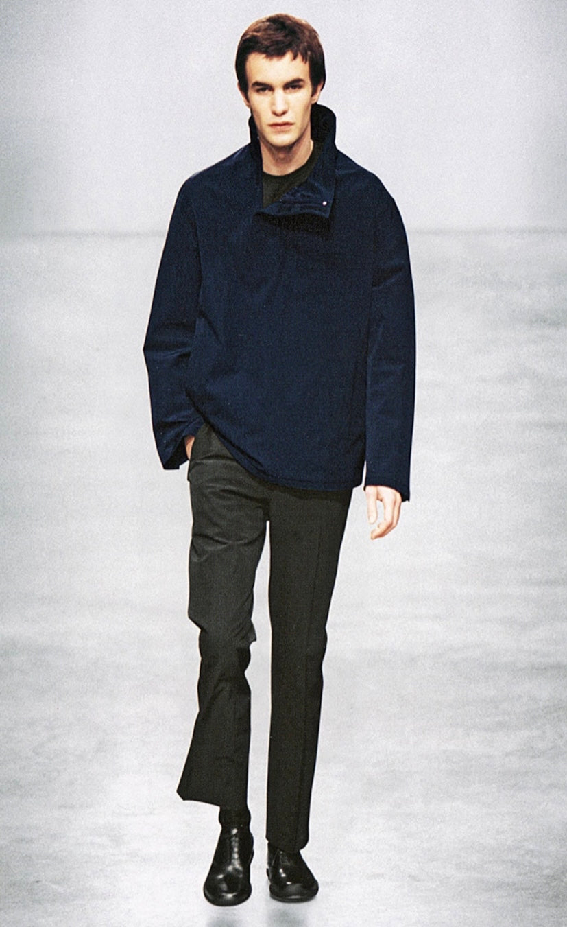 Prada Asymmetric Navy Half Zip Wool Jacket FW 1998 - S/M