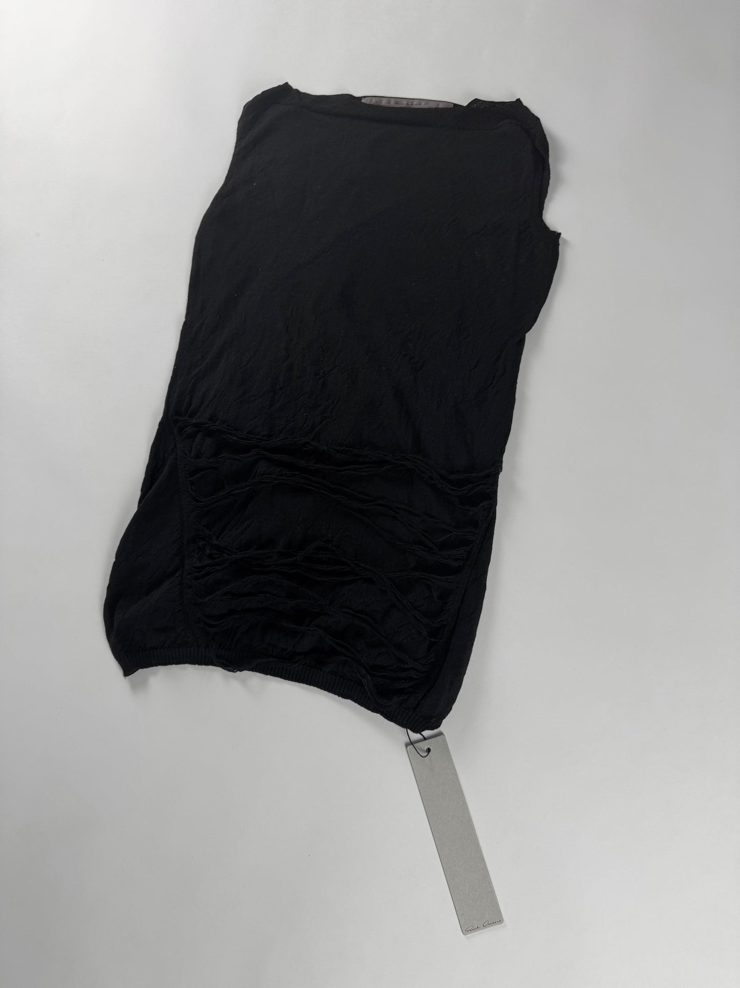 Rick Owens Black Dust Fringes Vest Top 2000s - S