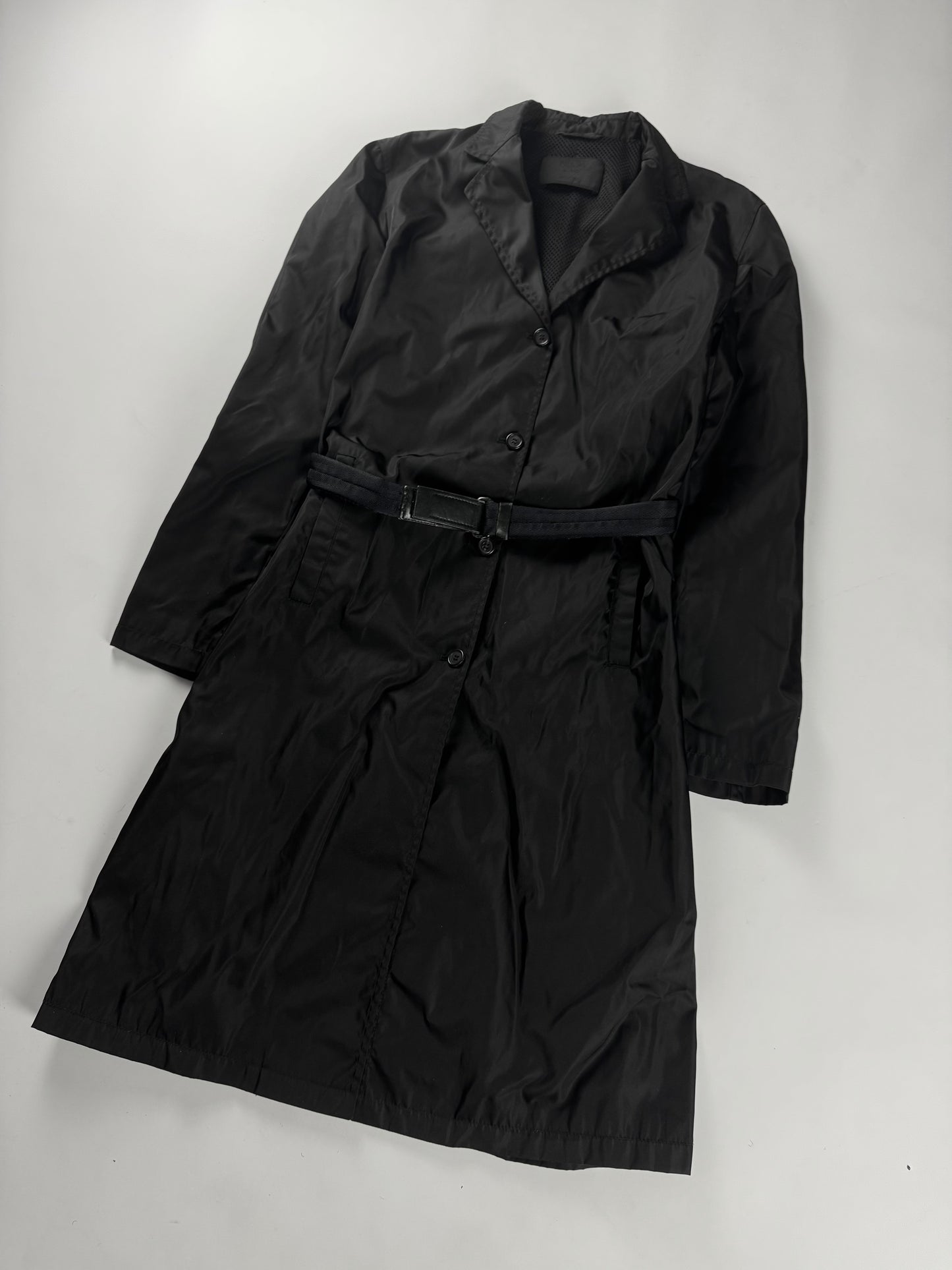 Prada Inside Mesh Strapped Belted Nylon Coat FW 1999 - XS