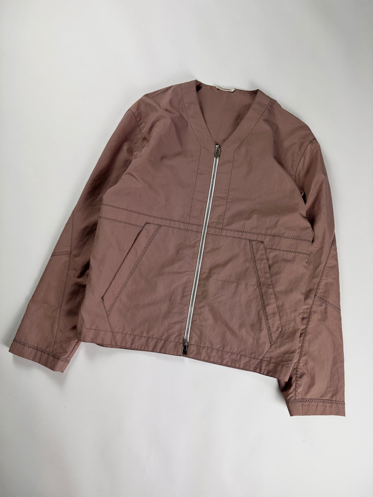 Hermès Sample Pink Lightweight V Neck Blouson Exposed Stitching SS 2022 - M