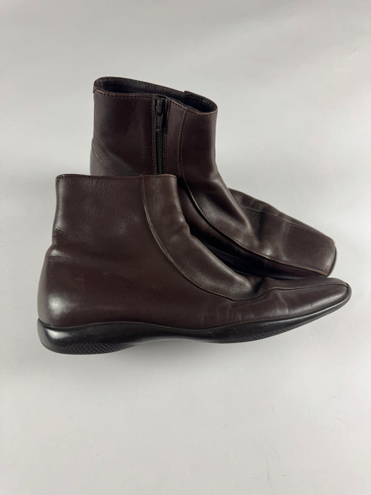 Prada Brown Leather Mid Boots FW 1999 - 42 EU
