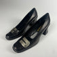 Prada Metallic Buckle Black Leather Pumps - 38 IT/39 EU