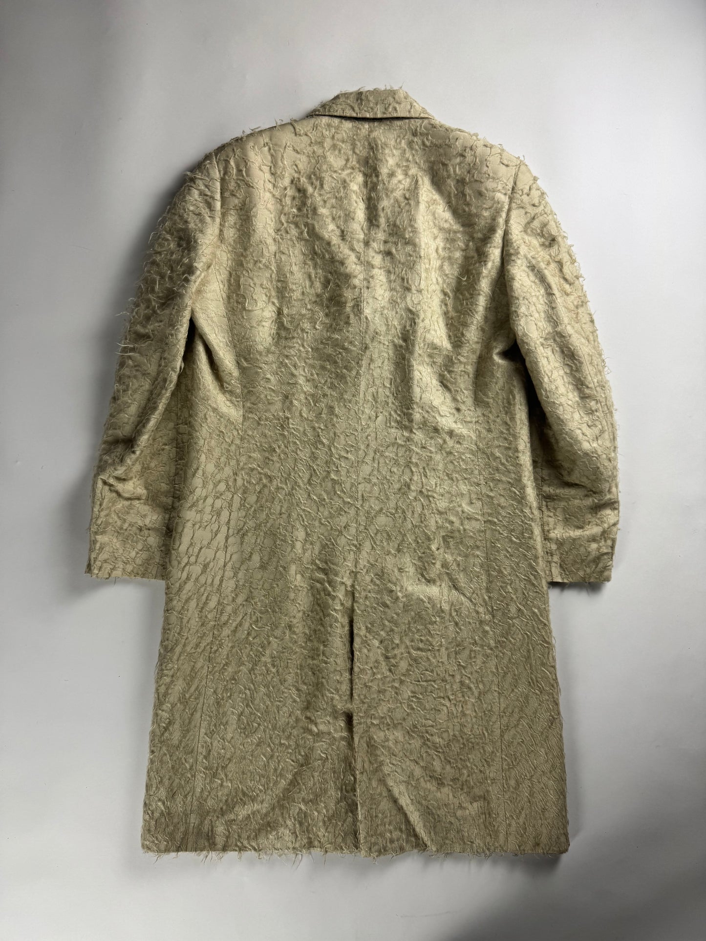 Helmut Lang Sample Silk Tufts Fringe Superlightweight Textured Coat SS 1999 - S