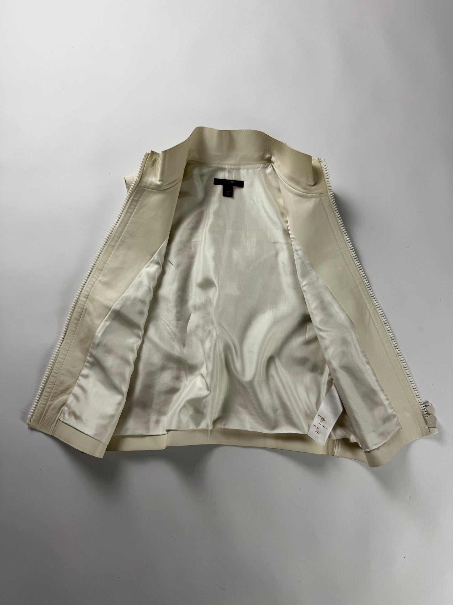 Louis Vuitton Cream Ivory Leather Zip Up Vest FW 2015 - S