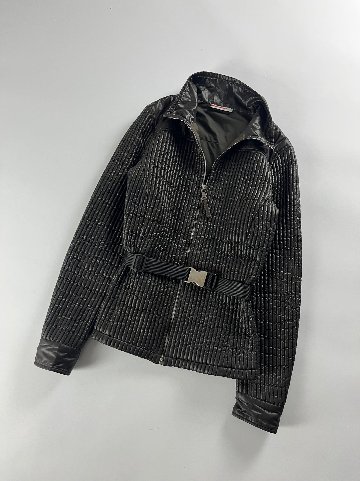 Prada Textured Plissé Nylon Belt Jacket SS 2006 - S