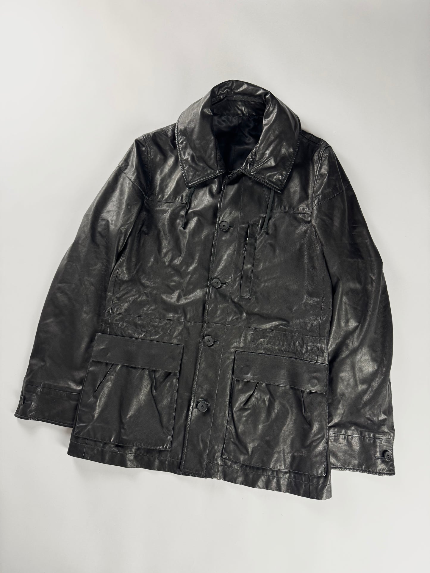Louis Vuitton Sample Superfino Leather Convertible Hooded Coat SS 2011 - M