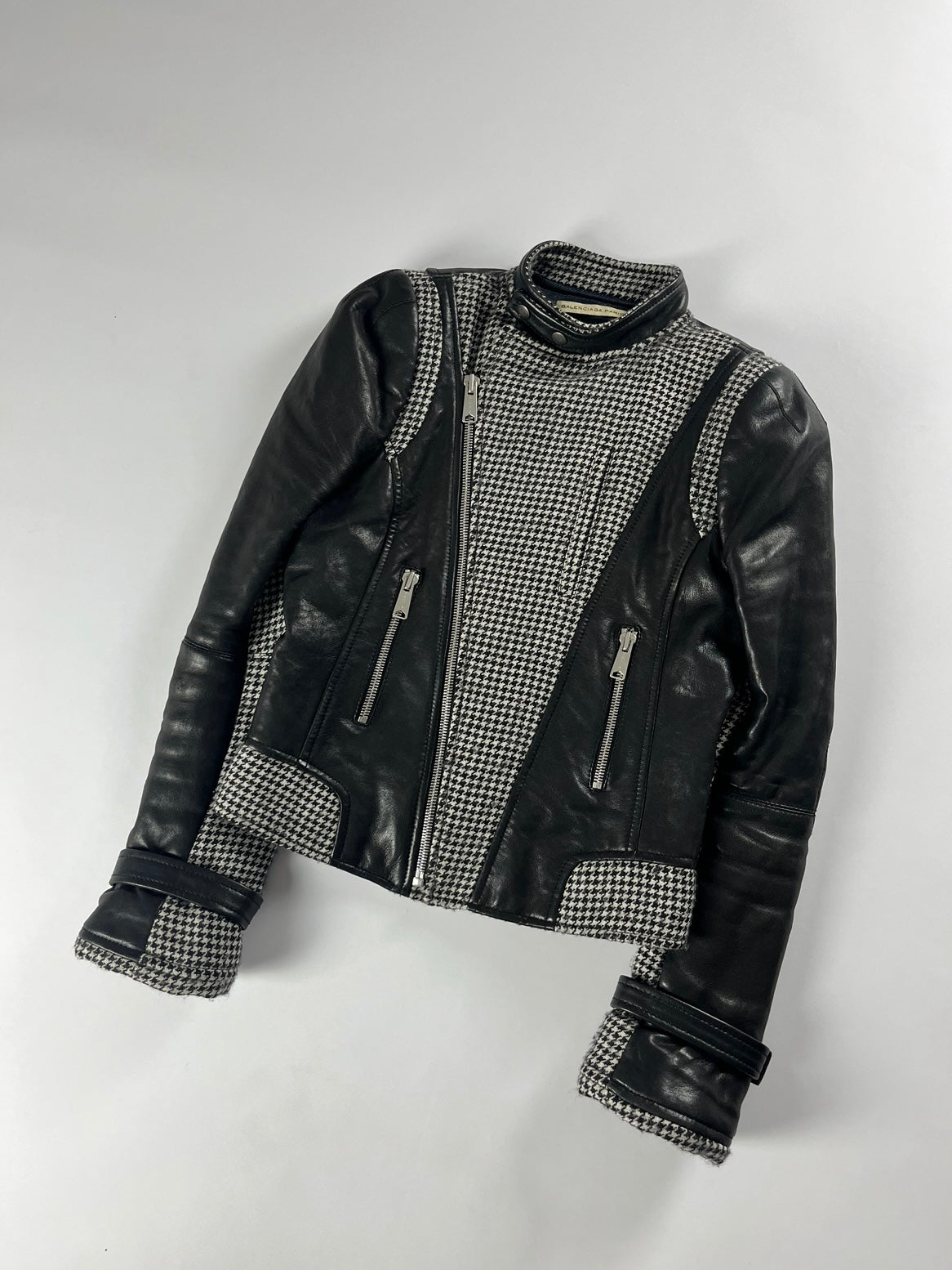 Balenciaga Leather Sleeves Peplum Jacket FW 2002 - S