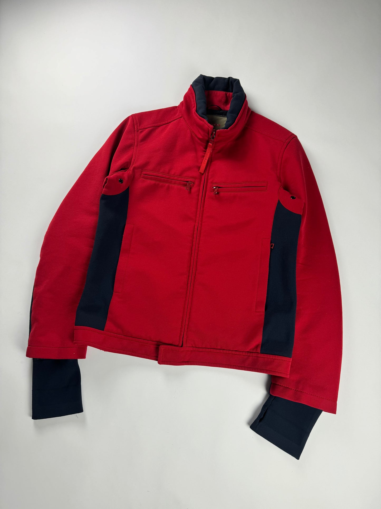 Prada Sample Red Fireflash Cuff Motor Jacket SS 2011 - M