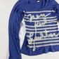 Jean Paul Gaultier Soleil Blue Marinière Stripe Logo Script Long Sleeve Mesh Top - M