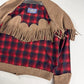Maison Margiela x Pendleton Red Tartan Plaid Tan Knit Western Fringe Cardigan FW 2023 - XXL